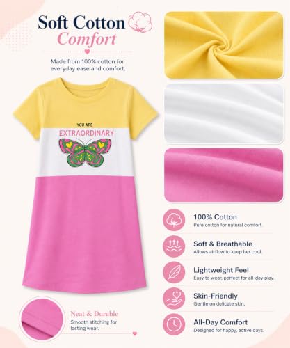 Image of KYDA KIDS 100% Pure Cotton Printed Round Neck Regular fit Half Sleeve Multicolor Long Top for Girls - (Pack of 1)