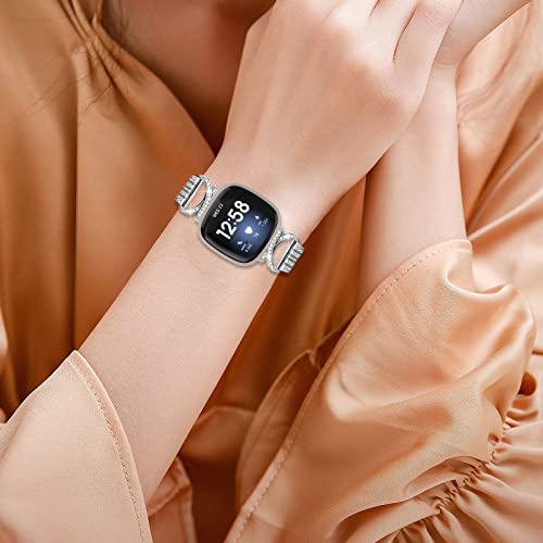 Pulsera compatible con Fitbit Versa 4 con brillo y ajuste metálico miniatura 6