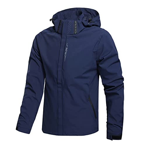 Men's Lightweight Waterproof Rain Jacket,Shell Hooded Outdoor Raincoat Hiking Windbreake jacket