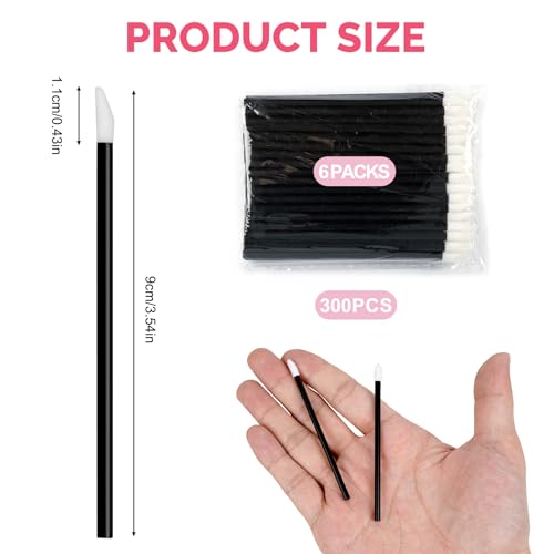 300 Stück Einweg Lippenpinsel, Mikro Applikator Pinsels, Make Up Lippenstift Pinsel, Schwarz Lip Gloss Lippenstift Pinsels Gloss Stab Applikatoren (Schwarz)