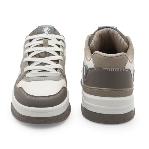 Image of Red Tape Men's Sneakers White Brown Pu Round Lace-Up All-Day Comfort