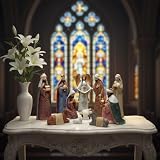 Comfy Hour Kolekcja Faith and Hope Baby Jesus, Święta Rodzina z Aniołem, figurka bożonarodzeniowa, zestaw 11 sztuk, żywica poliestrowa