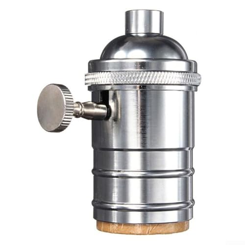 Bombilla vintage de acabado antiguo para soporte de lámpara E27 con diseño industrial y construcción de metal sólido para necesidades de iluminación de interiores y tareas de acento (plata)