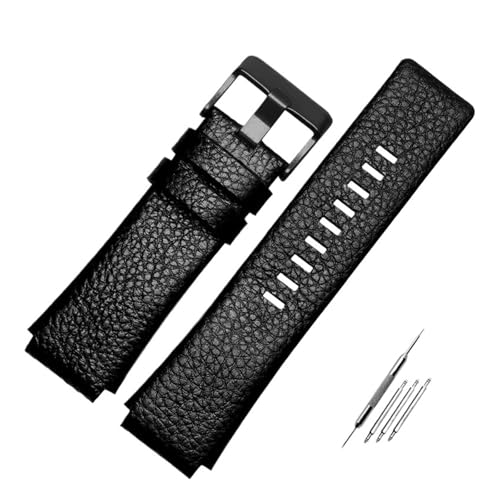 Bracelet de montre en cuir pour Diesel DZ1089 DZ1123 noir 28mm