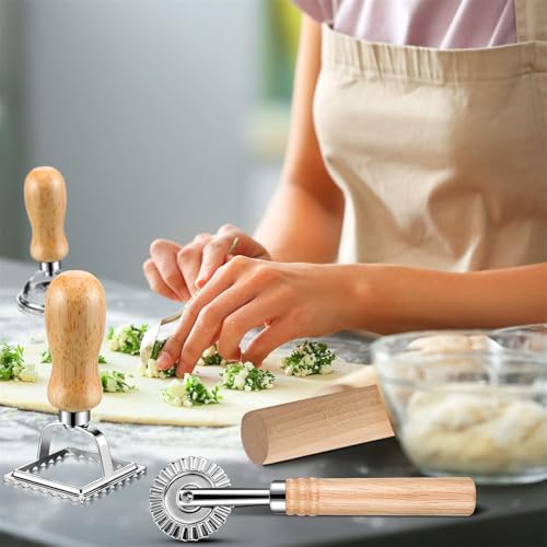 SHOOYIO Gnocchi And Ravioli Tool Set Handmade Pastas Set Baking Accessories Pastas Making Tool For Kitchen And Baking Wood Rolling Pin - Image 3