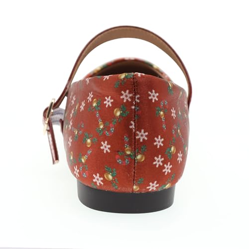 Red Print Flats for Women Christmas Dress Shoes Square Toe Slip On Flats Cushioned Work Flats Comfortable Retro Mary Jane Flats3