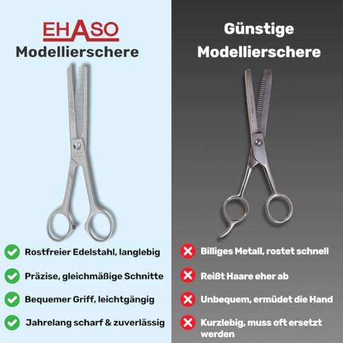 EHASO einseitige Hunde-Modellierschere aus Solingen, 16,5cm, 46er Zahnung, Rostfrei