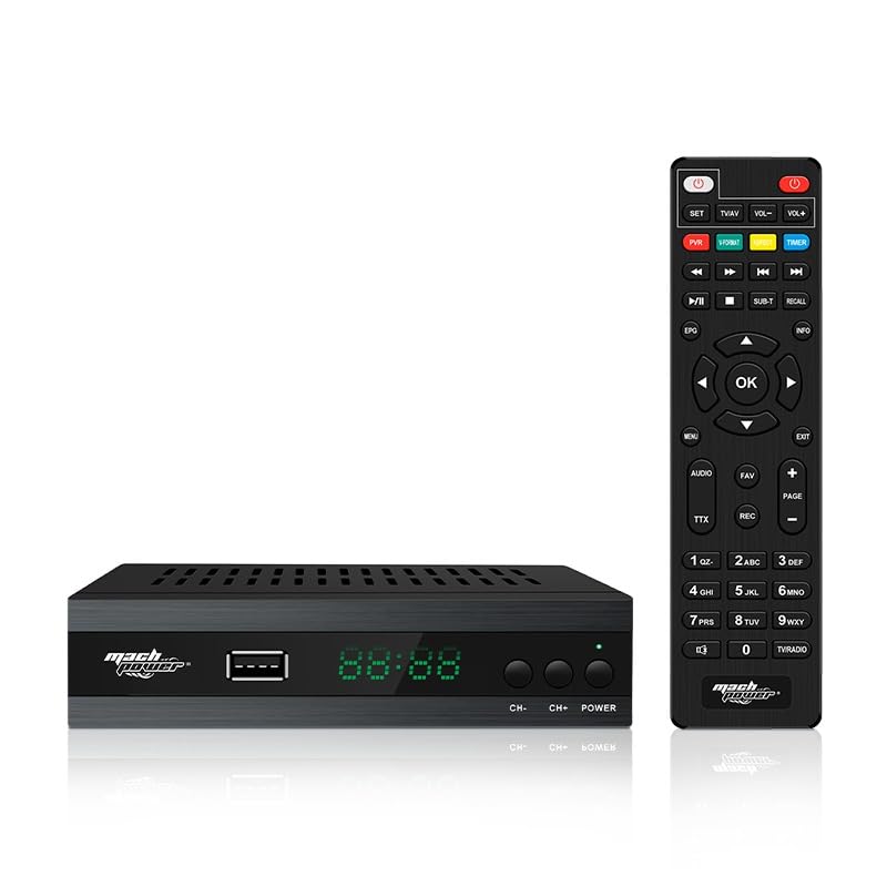 Mach Power Decoder Digitale Terrestre 2025 DVB-T2/T/C H.265 HEVC 10Bit, Full HD 1080P, Ricevitore TV con HDMI, SCART, RF...