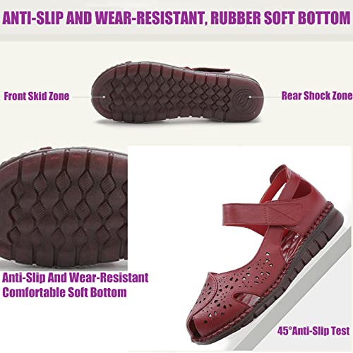 DirraBra Women's Vintage Cutout Closed Toe Gladiator Sandals Comfortable Oxford Soft Bottom Mam Casual Shoes Bohemian Fisherman Outdoor Hook and Loop Flat Sneakers Sandals3