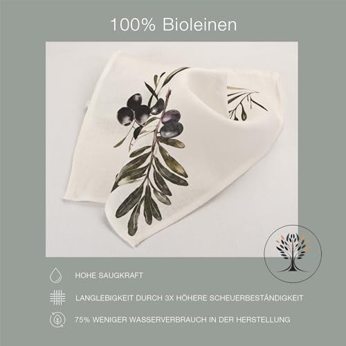 Servilletas de lino para decoración de mesas de comedor blancas y verdes 6