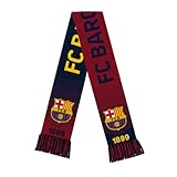 Icon Sports FC Barcelona Scarf – Official Barca World Soccer Team Football Club Logo Fans Premium Reversible Knit Warm Fringe Scarves Wrap FCB04SC