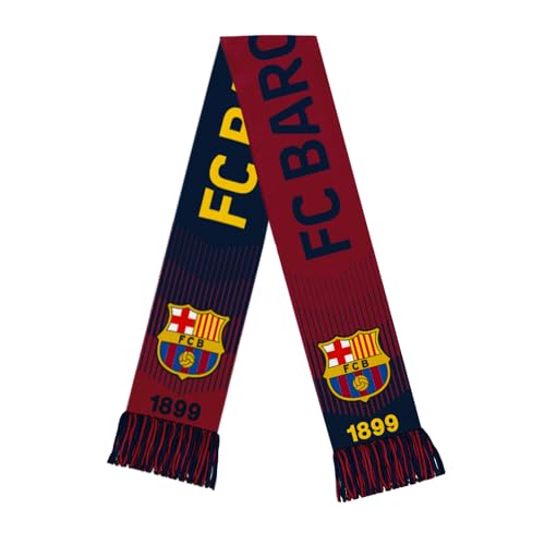 Icon Sports FC Barcelona Scarf – Official Barca World Soccer Team Football Club Logo Fans Premium Reversible Knit Warm Fringe Scarves Wrap FCB04SC