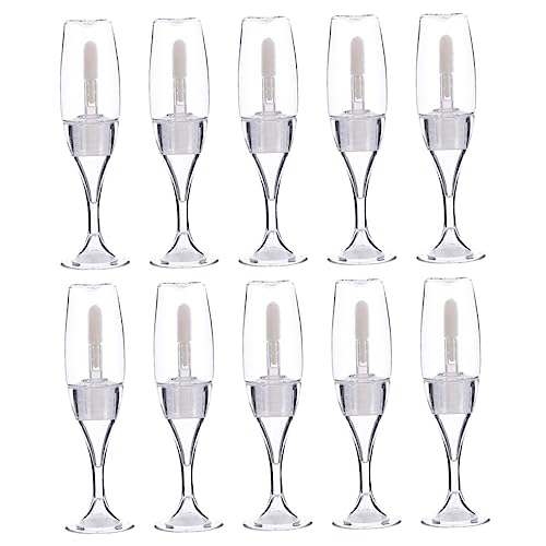 Homoyoyo 10 Piezas Envases para Brillo de Labios Forma de Copa de Vino Tubos Reutilizables de Transparente Portátiles y Prácticos para Maquillaje y Cosméticos