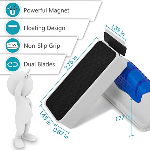 Neptonion Magnetic Aquarium Fish Tank Glass Algae Scrapers Glass Cleaner Scrubber Clean [Blades Attachment, Floating, Scratch-Free, Non-Slip, Magnetizing] #TOP5