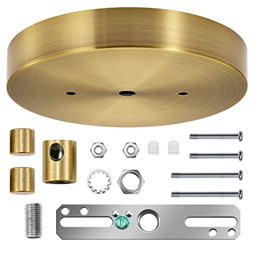 Canomo 5 1/8 Inches Single Light Ceiling Lighting Canopy Kit Pendant Light Plate Cover with All Mounting Hardware for Chandelier or Pendant Light (Antique Brass)