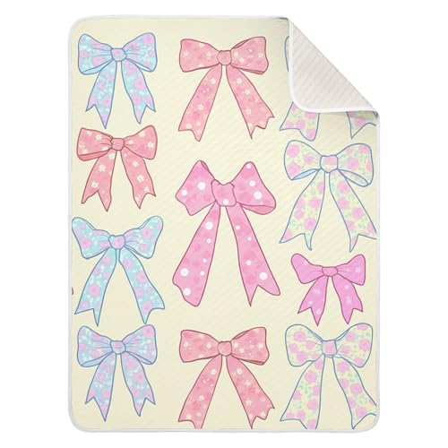 Burbuja Pastel Bows Baby Blanket for Boys Girls, Nursery Soft Warm Swaddling Receiving Baby Blankets, 30x40 in Toddler Blanket