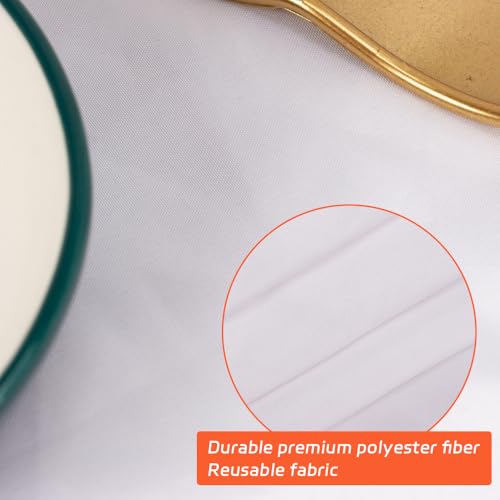 Cuckan 120 Inch Round Tablecloth, 10 Pack White Stain Resistant and Wrinkle-Free Polyester Table Cover for Wedding, Banquet, Party, Restaurant