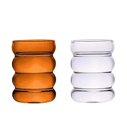 Peyan Vintage Glass Cup, 2 Pack Creative Drinking Glasses, Entertainment Dinnerware Glassware for Water, Juice, Beer Bar Liquor Dining Decor Beverage Cups