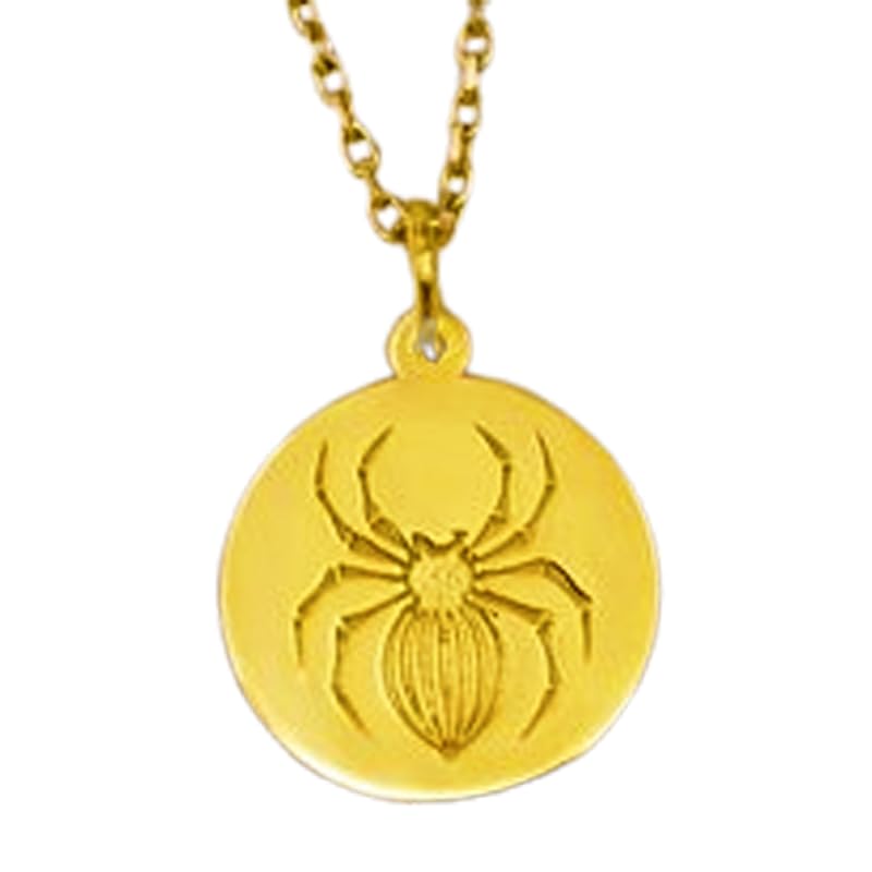 Collier pendentif araignée gravée en argent 925 anti-ternissement chaîne 18 pouces