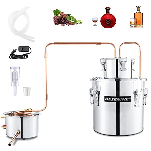 Image of Shine Still Alcohol Distiller 5 Gallon Upgraded Copper Tube with Stainless Steel Pot Thumper Keg Thermometer Water Pump Home Brewing Kit for Wine Making Whisky Brandy Vodka