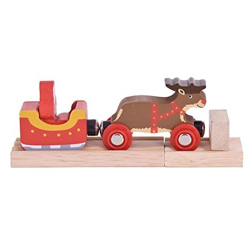 Bigjigs Rail Traîneau du père Noël avec rennes