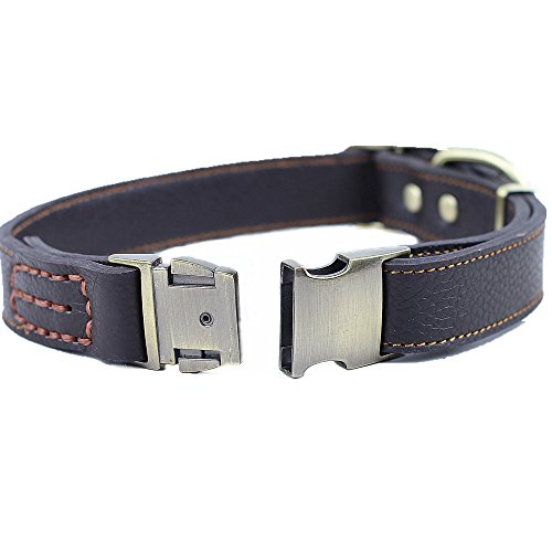 Chede Luxury Real Leather Dog Collar- Handmade For Medium And Large Dog Breeds With The Finest Genuine Leather Collar That Is Stylish,Soft Strong And Comfortable-Brown Dog Collar #TOP1