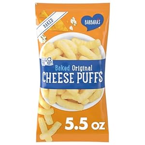 Barbara’s Baked Original Cheese Puffs, Cheese Puff Kids Snack Made With Real Aged Cheese, Gluten Free Snack, 5.5 OZ Bag