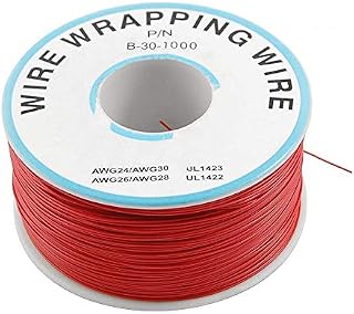 Saim Breadboard P/N B-30-1000 30AWG Tin Plated Copper Wire-wrapping Wire Gauge Solid Core Cable for Reworking PCBs 200M Yellow