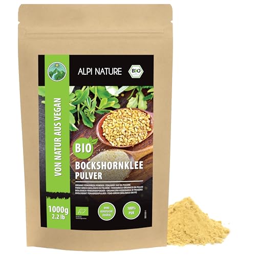 Alpi Nature Fenugrec en Poudre BIO 1kg, Graines de Fenugrec Moulues, Poudre de Méthi Moulue
