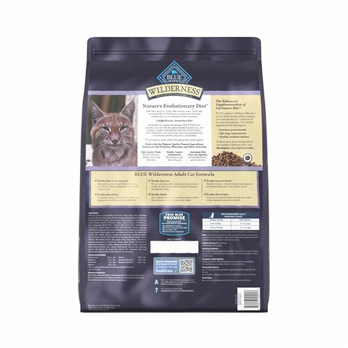 Blue Buffalo Wilderness Natural Adult Dry Cat Food, High-Protein and Grain-Free Diet, Supports Healthy Muscle Development and a Healthy I...