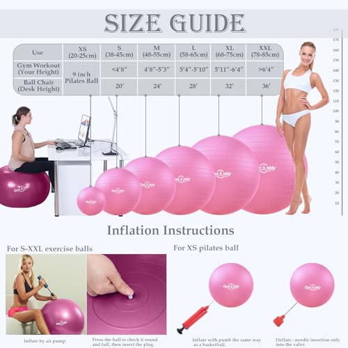 Image of Soft Exercise Ball, Anti-Burst Pilates Yoga Ball Chair Supports 2200lb, Workout Equipment w / Pump for Women Pregnancy, Medicine, Birthing, Physical Therapy, Stability, Excersing, Birth, Swiss, Fitness