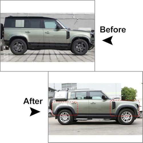 Guardabarros de coche negro mate y molduras de paso de rueda para Defender 110 8