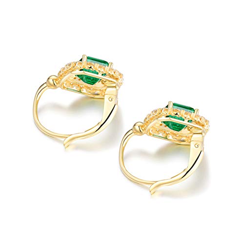 Daesar 18K Gold Earrings For Women, 2.6Ct Emerald Diamond Earrings Women Studs Hoop Earrings Yellow Gold #TOP2