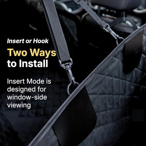 pawander Dog Car Seat Cover for Back Seat with Door Protection, Waterproof Dog Seat Hammock, Soft-Padded Pet Car Seat Cover for SUVs & Sedans (Black)