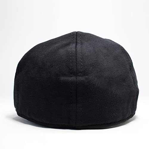 The Original Boston Scally Cap - The Scrapper Newsboy Flat Cap - 6 Panel Cotton Fitted Hat For Men - Black - Ml #TOP3