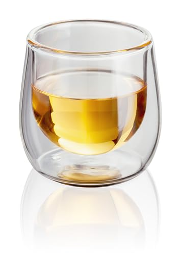 Judge Double Walled Glass Espresso Coffee Shot Cups Set of 2 75ml - Vacuum Insulated Handcrafted Artisan - Strong Heat Resistant