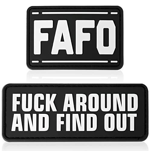 XMJY FAFO PVC Patch - 2 Pcs Fuck Around and Find Out Patches, Funny Tactical Patch, Military Morale Hook and Loop Patch for Backpacks, Dog Harnesses, Army Vests, Hats, Helmets