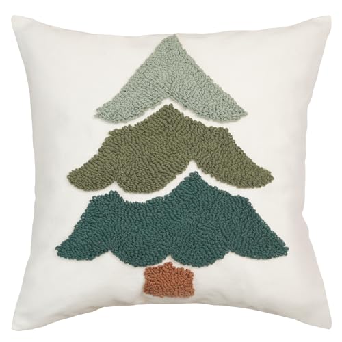 GEEORY Christmas Pillow Covers 20x20 Inch, Embroidered Xmas Tree Throw Pillows Farmhouse Winter Holiday Decor Cushion Case for Sofa & Bed Home Decorations (Green) GX003-1-20