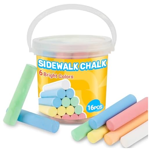 MAQIHAN 16PCS Sidewalk Chalk Bulk - 6 Colors Washable Outdoor Chalk Bucket