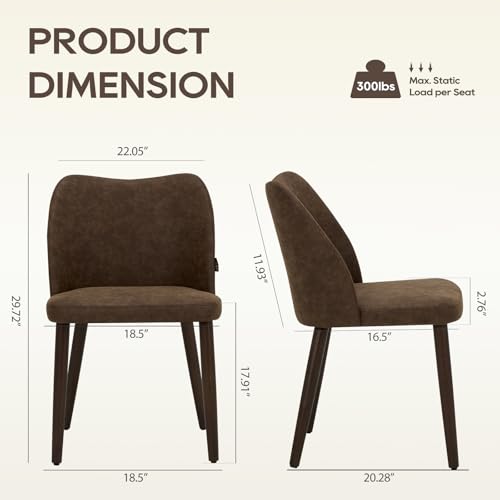 Image of Wooden Dining Chairs Set of 2, Upholstered Kitchen Dining Room Chair, Modern Fabric Farmhouse Dinner Chair for Restaurant & Cafe, Dark Brown