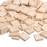 100 Pcs Wood Blank Letter Tiles, 0.8x0.7 Inches Natural Unfinished Wood Tiles, Blank Tile for DIY Crafts, Painting, and Home Decoration