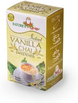 Nature's Guru Instant Vanilla Chai Tea Drink Mix Sweetened, 10 Count (Pack of 1) Single Serve On-the-Go Drink Packets