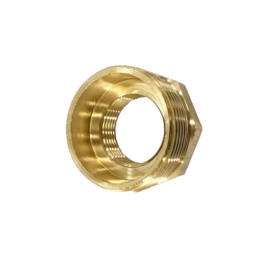 JENSWILL 1-1/4\" NPT Male x 3/4\" NPT Female Brass Reducer Hex Bushing Threaded Pipe Fitting Reducing Adapter Pack of 1