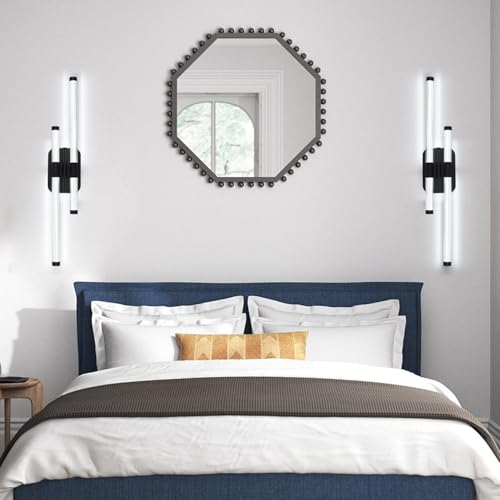 Image of LED Bathroom Vanity Light, Modern Vanity Lights Fixtures Over Mirror Wall Light for Bedroom Living Room, Cool White 6000K (Black, 31.5-Inch)