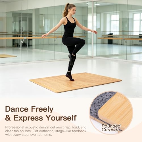 PRIDKEN Tap Dance Floor for Any Surface, 48"x38.5" Bamboo Portable Tap Board with Non-Slip Back, Foldable Practice Surface for Home & Studio Use, Includes Storage Bag, Professional Sound Feedback by PRIDKEN - Image 4