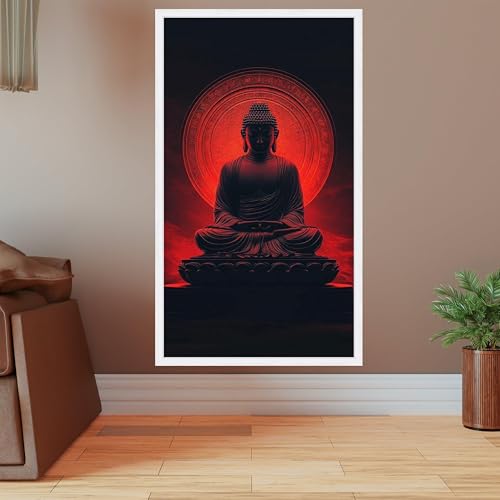 Statue de Bouddha toile zen lumineuse 70x130cm grand format pour mur