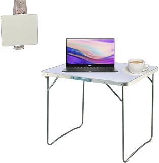 LDHS Multifunction Folding Desk Portable Compact No-Assembly Home Office Computer Table with Metal Frame,White,80x60x69m