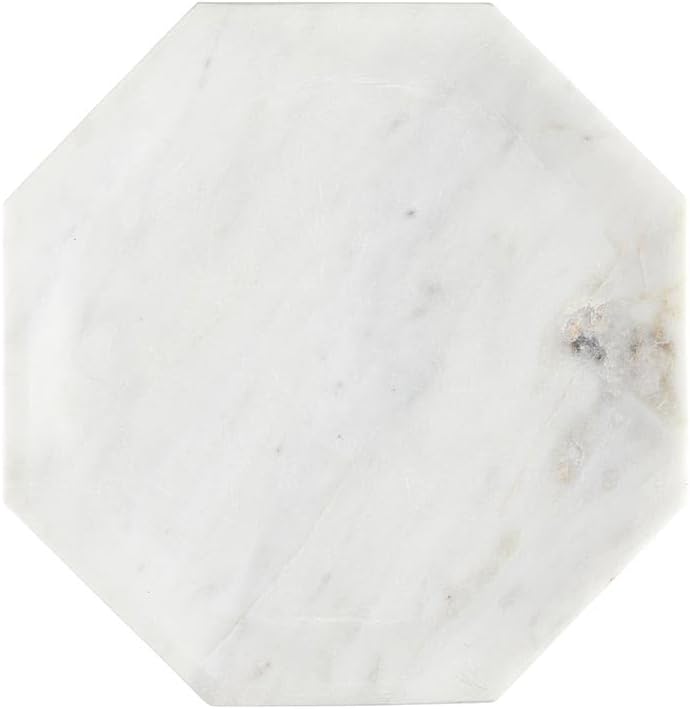 47th & Main Marble Vanity Tray Hexagon Shaped Decorative Tray for Home Décor, Medium, White