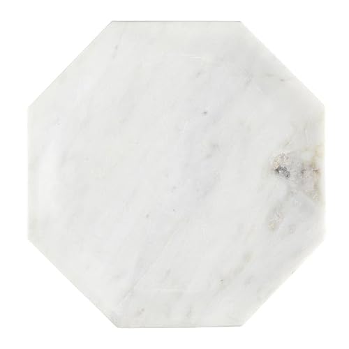 47th & Main Marble Vanity Tray Hexagon Shaped Decorative Tray for Home Décor, Medium, White