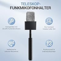TONOR Handheld Adapter für DJI mic, RODE Wireless Go 1/2, Rode Wireless Me/Pro, Hollyland Lark M2, Handmikrofon Adapter mit verstellbarer Länge, Gummigriff, Windschutz für Vlog Interviews, TP40 – Ansicht 6